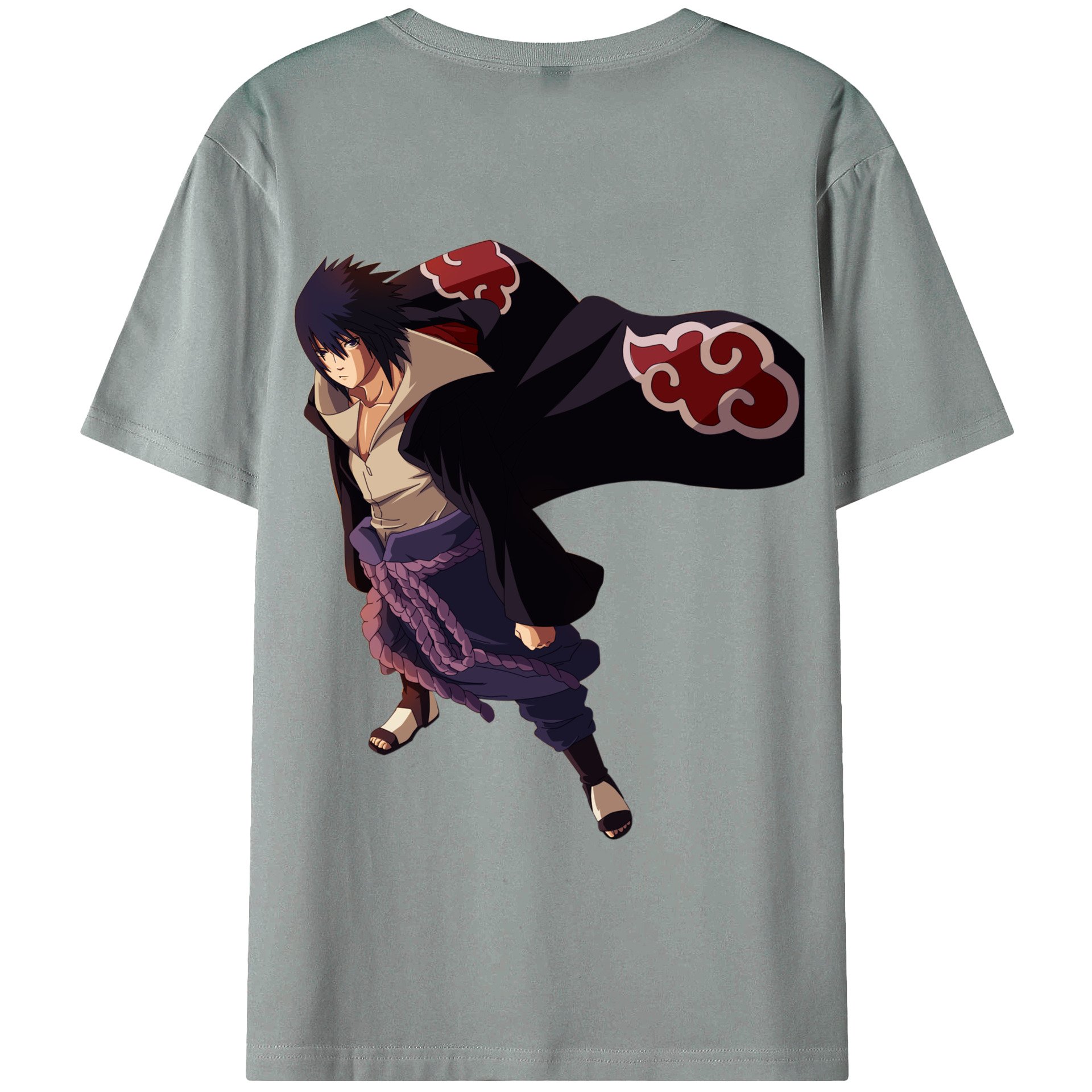 （画像用） NARUTO -ナルト- うちは サスケ Uchiha Sasuke 綿100％ メンズ半袖Tシャツ（バックプリント） 通気性